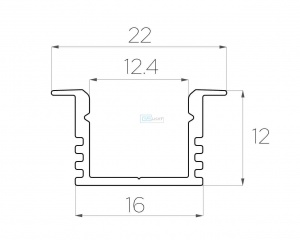 картинка Алюминиевый профиль встраиваемый GS.1225 v2.0 без экрана от магазина gslight