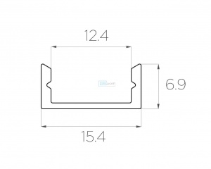 картинка Алюминиевый профиль накладной GS.1506(16х7мм) v3.0 без экрана от магазина gslight