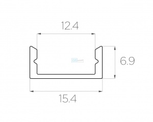 картинка Алюминиевый профиль накладной GS.1506 v3.0 без экрана от магазина gslight