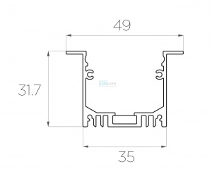 картинка Алюминиевый профиль встраиваемый GS.4932 v2.5 без экрана от магазина gslight
