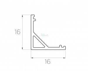 картинка Алюминиевый профиль угловой GS.16*16 v2.0 без экрана от магазина gslight