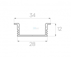 картинка Алюминиевый профиль встраиваемый GS.3412 v2.0 без экрана от магазина gslight