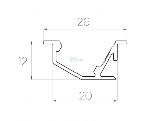 картинка Алюминиевый профиль встраиваемый GS.2612 v2.0 без экрана от магазина gslight