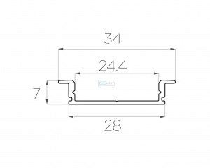 картинка Алюминиевый профиль встраиваемый GS.3407 v2.0 без экрана от магазина gslight