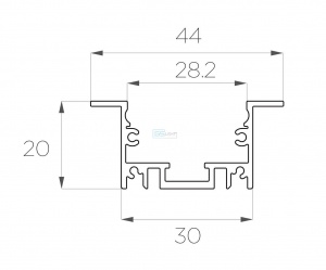картинка Алюминиевый профиль встраиваемый GS.4420 v2.0 без экрана от магазина gslight